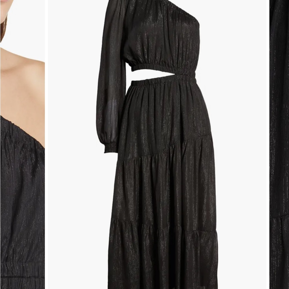 Moon River Elegant Black One-Shoulder Dress